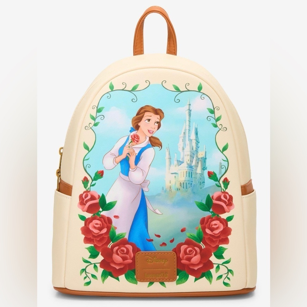 Loungefly Disney Beauty and the Beast Belle Castle and Roses Backpack